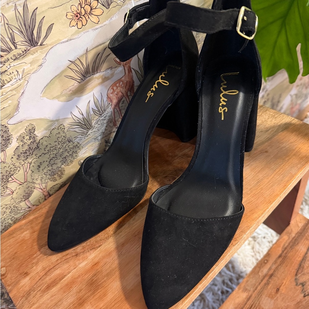 Lulu's Elegant Black Block Heels